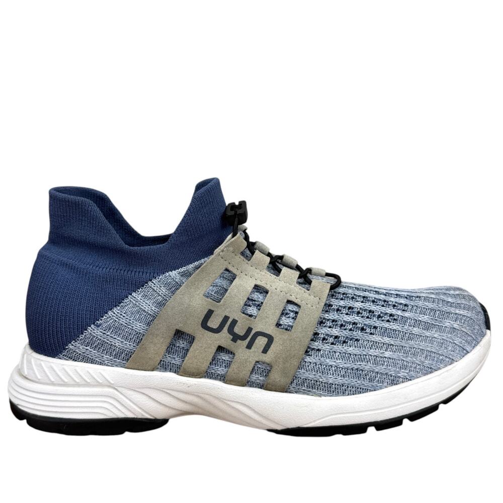UYN Knit Sock Sneakers Blue Grey Speed Lace Low Top Shoes Size US 8 EU 39 Italy